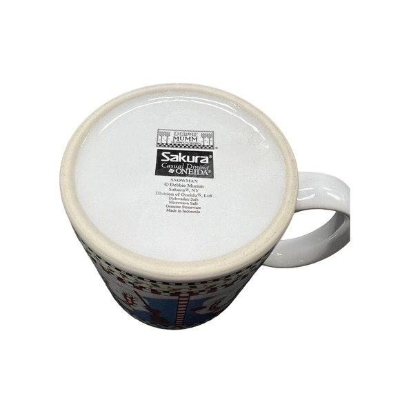 Vintage Debbie Mumm Set of 4 Rustic Snowman Mugs Great for Coffee, Cocoa, or Tea - Picture 6 of 6